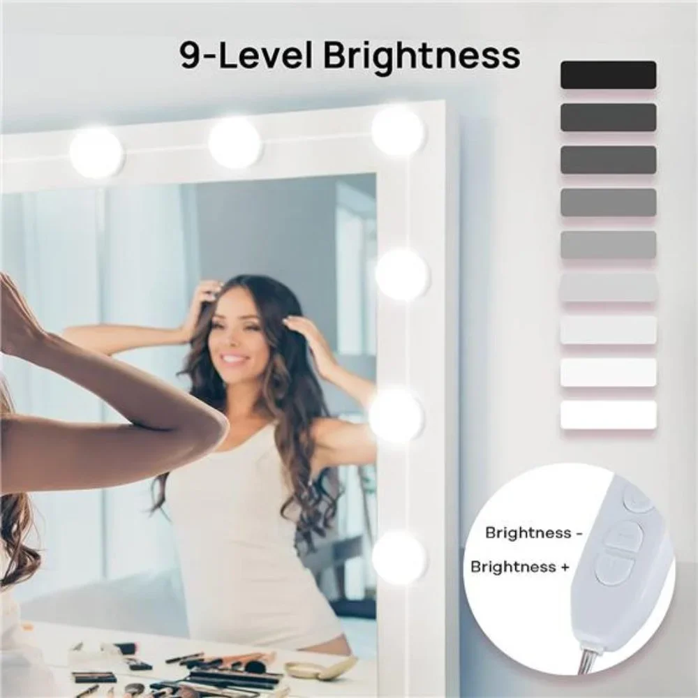 LED Vanity Lights For Mirror,Hollywood Style Vanity Lights With 10Dimmable Bulbs